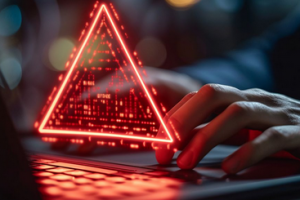 Illustration showing active cyber exploitation and remote code execution activity on a computer system.