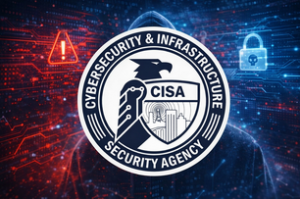 Official seal of the U.S. Cybersecurity and Infrastructure Security Agency displayed in a cybersecurity alert context.