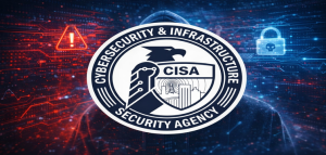 CISA logo over cyberattack visuals indicating active exploitation of Microsoft Office and HPE OneView flaws.