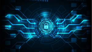 Digital lock and network interface graphic representing endpoint security defenses against fileless malware and remote access trojans.