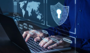 Cybersecurity visualization showing an attacker exploiting enterprise email systems to impersonate internal domains.