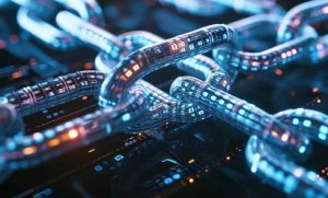 Abstract chain visualization symbolizing an open-source software supply-chain attack involving Python packages.