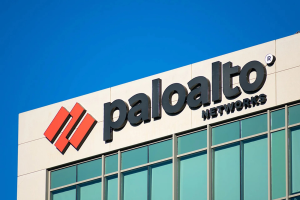 Palo Alto Networks company logo displayed on an office building, representing the cybersecurity vendor behind PAN-OS firewalls.