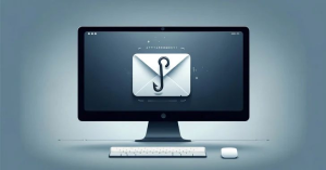 A computer screen displaying a phishing email with a suspicious attachment symbolizing the initial infection stage of a Windows malware attack.