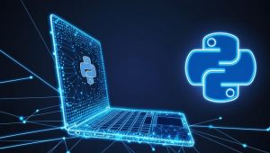 Digital illustration of a Python development environment targeted by a malicious package during dependency installation.