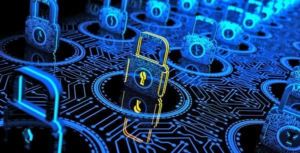 Digital lock over network circuit symbolizing browser security patch released to fix Chrome CVE-2026-2441 vulnerability.