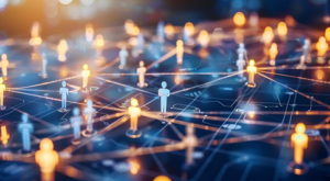Connected user network illustration representing command-and-control communication used by the Java RAT to control infected systems.