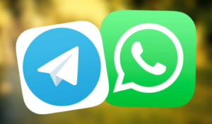 WhatsApp and Telegram app logos displayed side by side representing Russia’s restrictions on major messaging platforms.