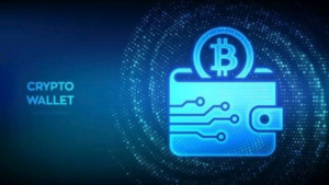 Digital cryptocurrency wallet illustration highlighting risks of crypto transaction manipulation by malware.