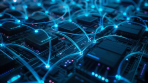 Digital network infrastructure visualization showing interconnected systems that can be exploited during large-scale cyberattacks.