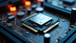 Close-up of computer processor and motherboard representing hardware-level vulnerabilities used in cyberattacks