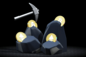 Cryptocurrency mining illustration showing malware using system resources for illegal cryptojacking