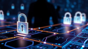 Digital network with security locks highlighting internal system access breach in cryptocurrency infrastructure