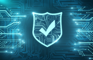 Digital shield representing cybersecurity protection against malware attacks on government systems