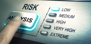 Digital risk analysis interface showing high risk levels representing impact of large scale source code exposure