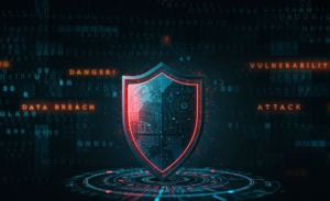 Digital security shield protecting against cyber threats and data breaches representing malware defense systems