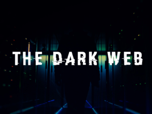Hacker silhouette in dark web environment symbolizing stolen Eurail data being sold online