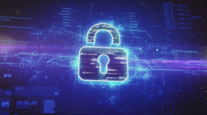 Digital lock interface representing Google Chrome security updates and protection against zero-day vulnerabilities