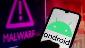 Android phone with malware warning symbol representing Mirax RAT spreading through Meta ads platforms