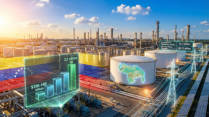 Industrial oil refinery and power infrastructure symbolizing Venezuela’s energy sector targeted in a cyber attack